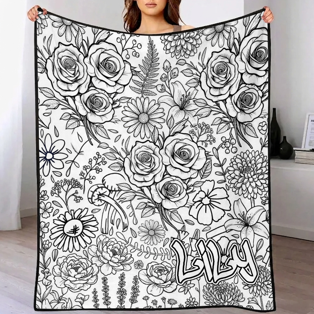 DIY Drawing & Custom Text Blanket with 24-Color Markers | Create Your Art Blanket Washable Keepsake Blanket for Kids & Adults