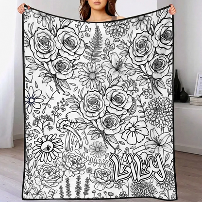 DIY Drawing & Custom Text Blanket with 24-Color Markers | Create Your Art Blanket Washable Keepsake Blanket for Kids & Adults