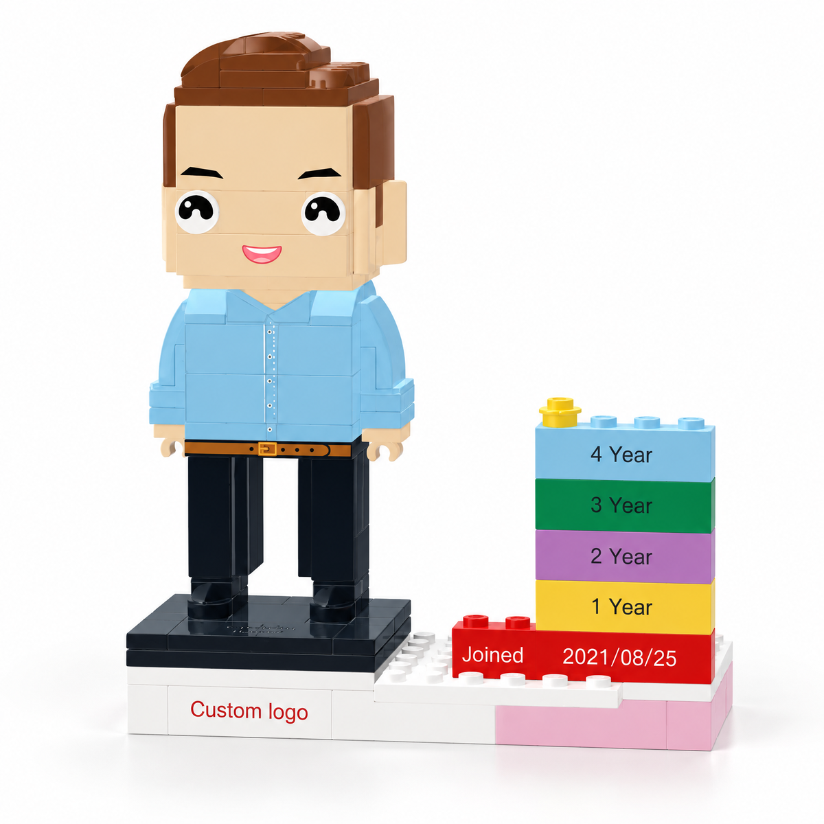 Personalized Employee Award Brick Figure with Custom Name, Logo & Date | Corporate Recognition Gift