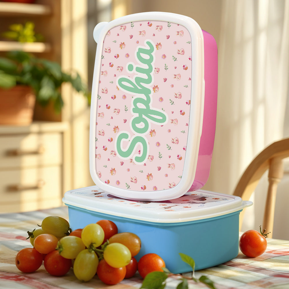 Personalized Cartoon Rabbit Lunch Box – Custom Name Kids Back to School Gift