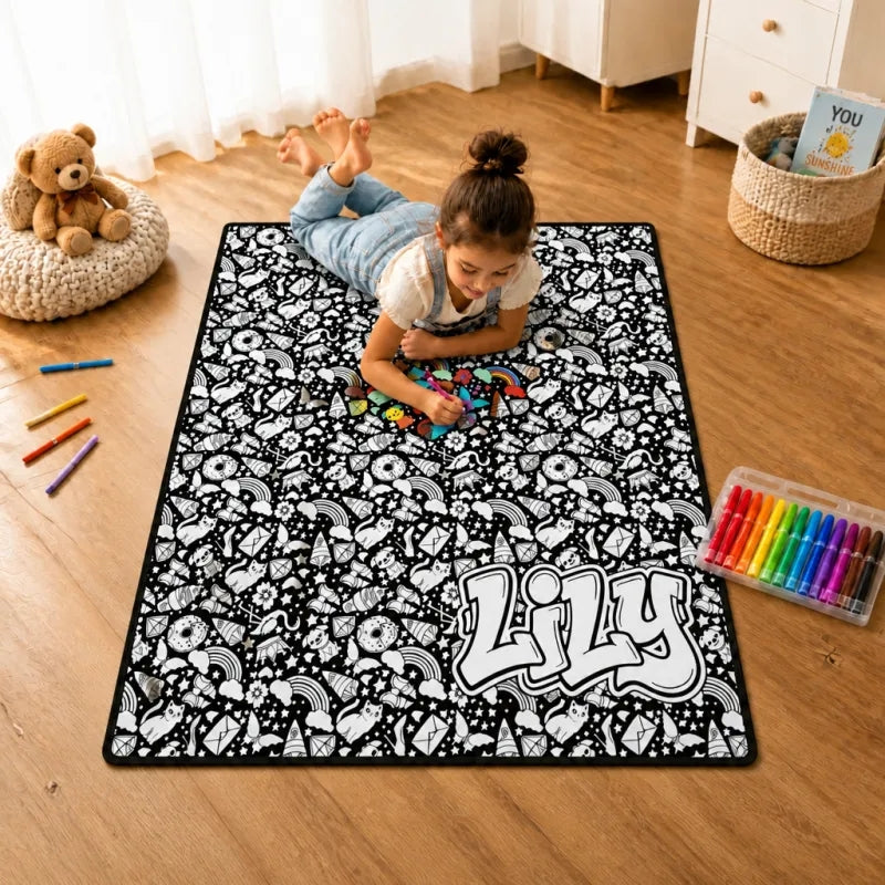 DIY Drawing & Custom Text Blanket with 24-Color Markers | Create Your Art Blanket Washable Keepsake Blanket for Kids & Adults