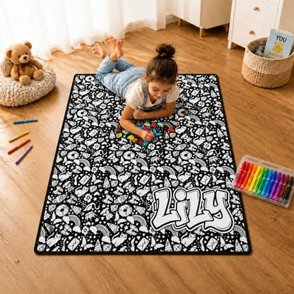 DIY Drawing & Custom Text Blanket with 24-Color Markers | Create Your Art Blanket Washable Keepsake Blanket for Kids & Adults