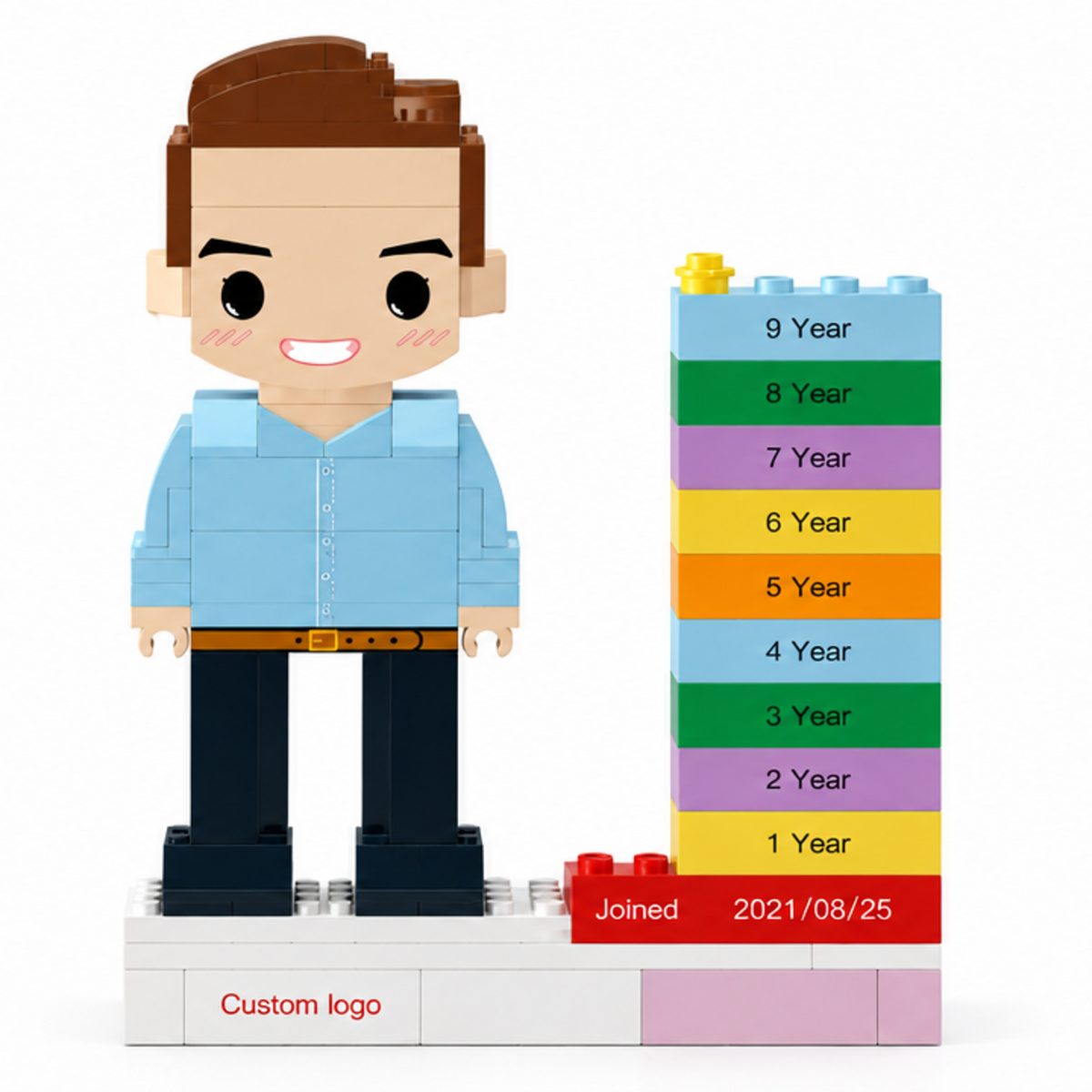 Personalized Employee Award Brick Figure with Custom Name, Logo & Date | Corporate Recognition Gift