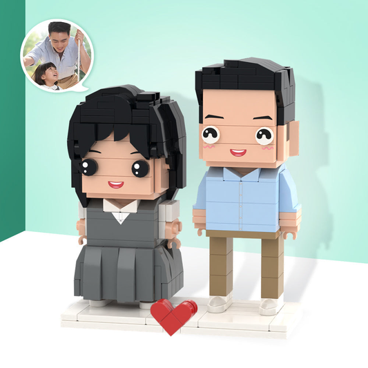 Figuras de ladrillo de cuerpo completo personalizadas para el Día del Padre — Set personalizado de 2 personas
