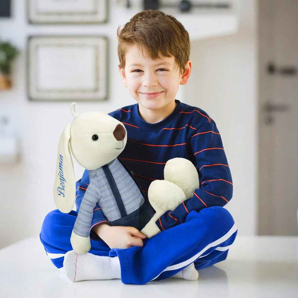 Personalized Bunny Plush — Custom Rabbit with Embroidered Name Gift for Kids