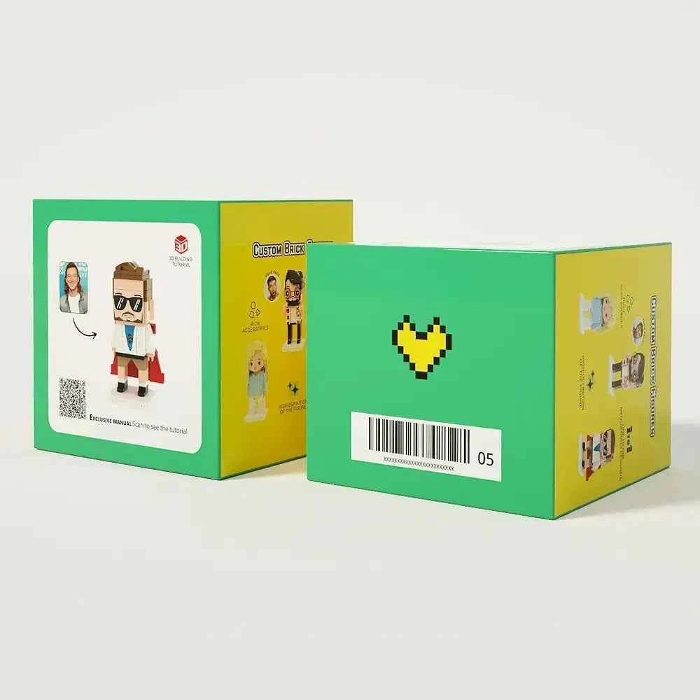 Custom Full-Body Brick Figures of 2 People, 1 Dog & 2 Cats with Frame Anniversary Gift Birthday Gift Christmas Gift for Pet Lover