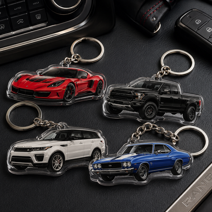 Personalized Car Photo Keychain – Custom Acrylic Vehicle Shape Gift
