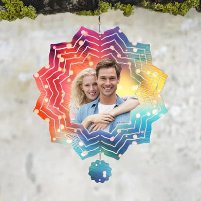 Custom Photo Snowflake Wind Spinner Chime Garden Decoration