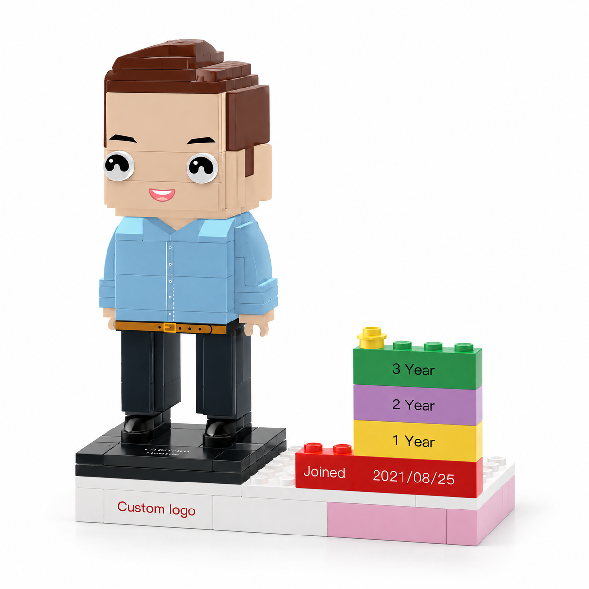 Personalized Employee Award Brick Figure with Custom Name, Logo & Date | Corporate Recognition Gift