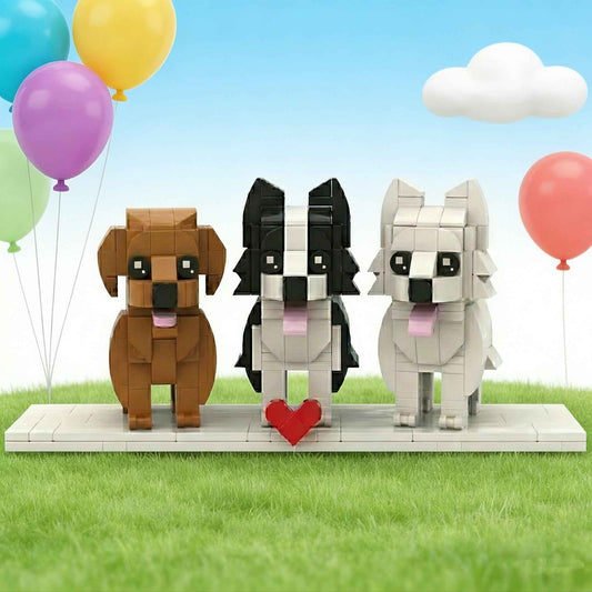 Custom Full-Body Cute Brick Figures of 3Dogs Personalized Anniversary Gift Birthday Gift Christmas Gift