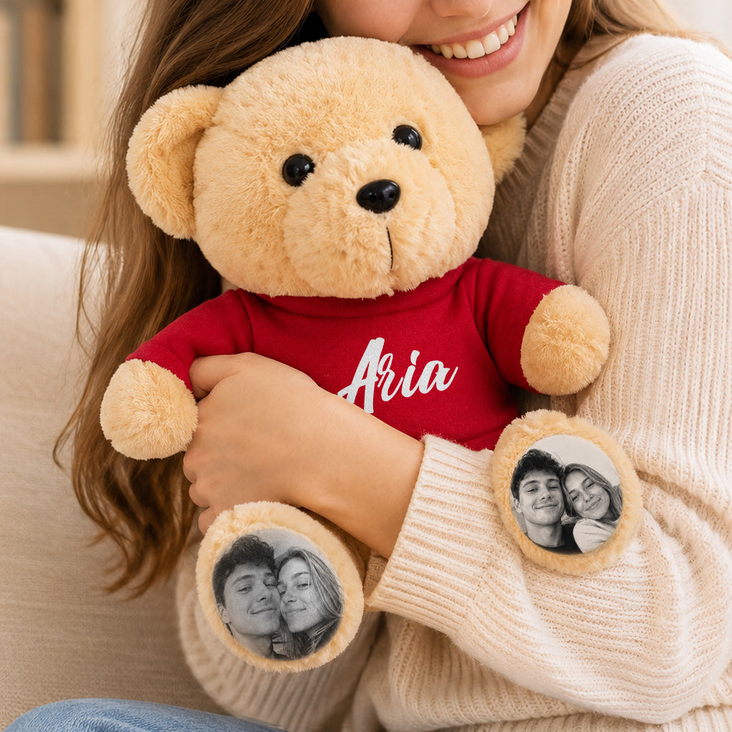 Personalized Photo Teddy Bear – Custom Name Plush Gift
