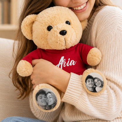 Personalized Photo Teddy Bear – Custom Name Plush Gift
