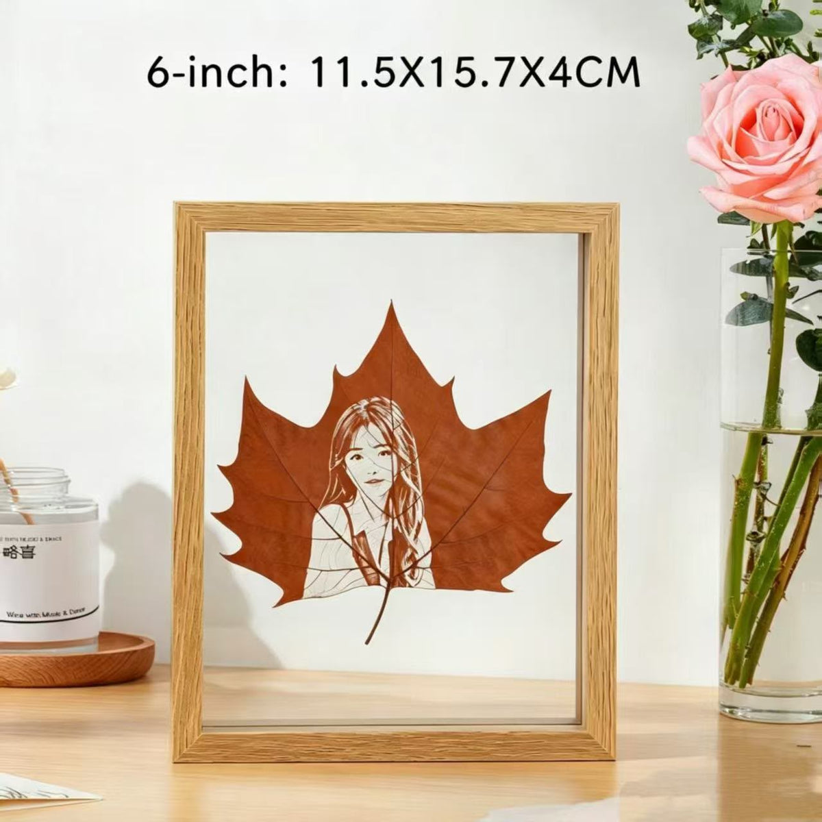 Personalized Photo on a Real Leaf – LED Light-Up Frame | Custom Nature Gift