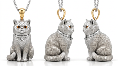 Personalized 3D Pet Portrait Necklace, Custom Sterling Silver Pet Pendant, Memorial Dog & Cat Jewelry Gift