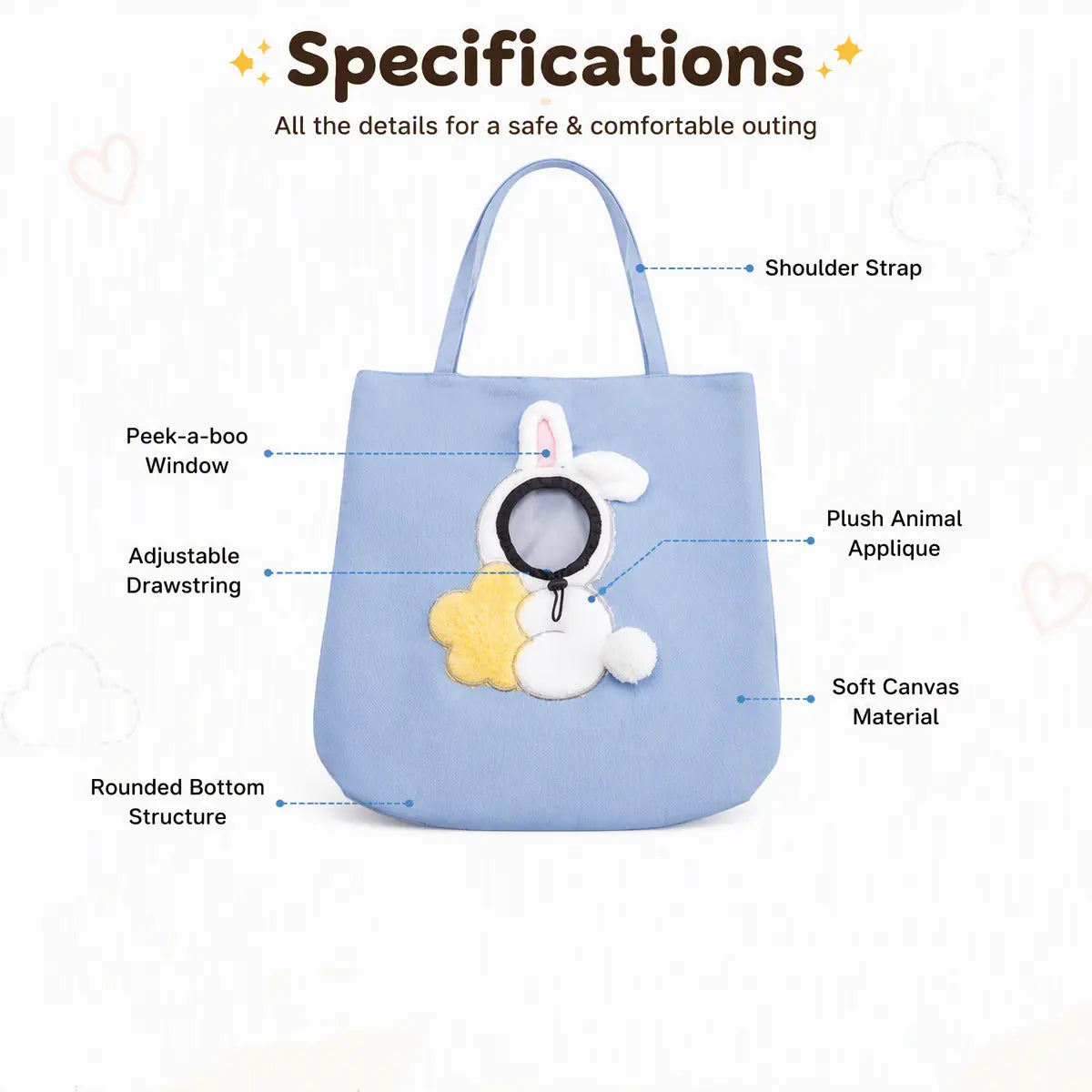 Personalized Pet Carrier Sling Bag with Custom Name | Breathable Canvas Shoulder Bag for Small Dogs & Cats