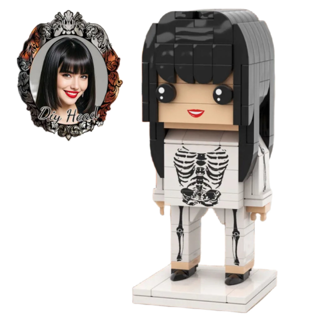 Custom Head Horror Skeleton Girl DIY Head Halloween Brick Figures Personalized Brick Figures Small Particle