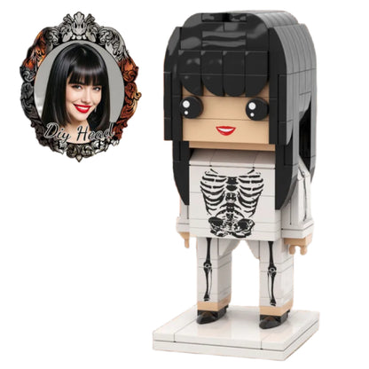 Custom Head Horror Skeleton Girl DIY Head Halloween Brick Figures Personalized Brick Figures Small Particle