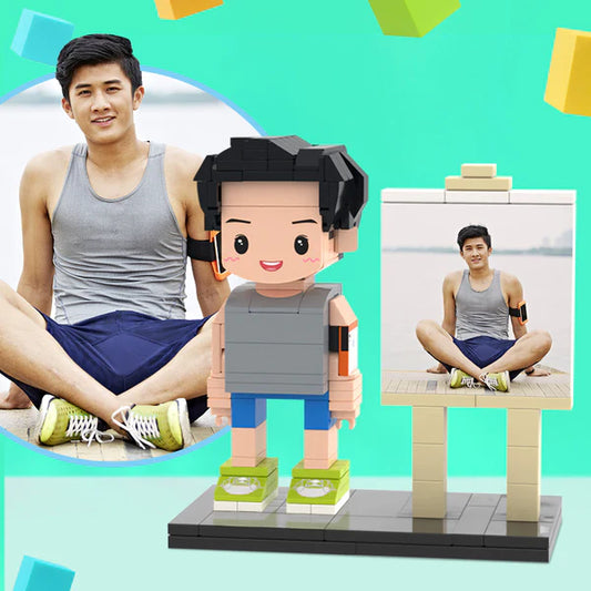 Figura de ladrillo de cuerpo entero personalizada con marco: regalo personalizado para tu novio