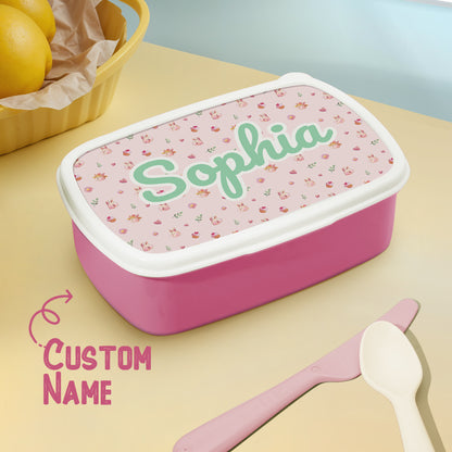 Personalized Cartoon Rabbit Lunch Box – Custom Name Kids Back to School Gift