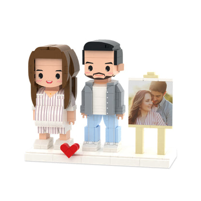 Full Body Customizable Pregnancy Gift 2 People Cute Brick Figures with Photo