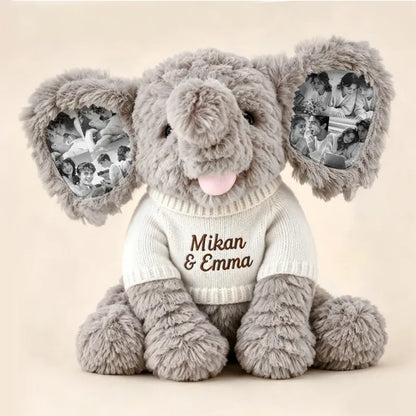 Custom Photo Elephant Plush – Personalized Ear Picture Gift