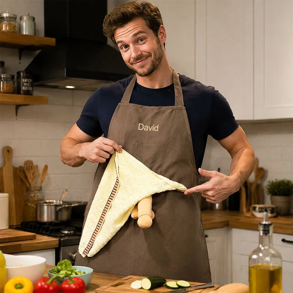 Personalized Funny Prank Apron for Men, Custom Name Novelty BBQ Apron, Hilarious Gift for Dad, Husband & Grill Lovers