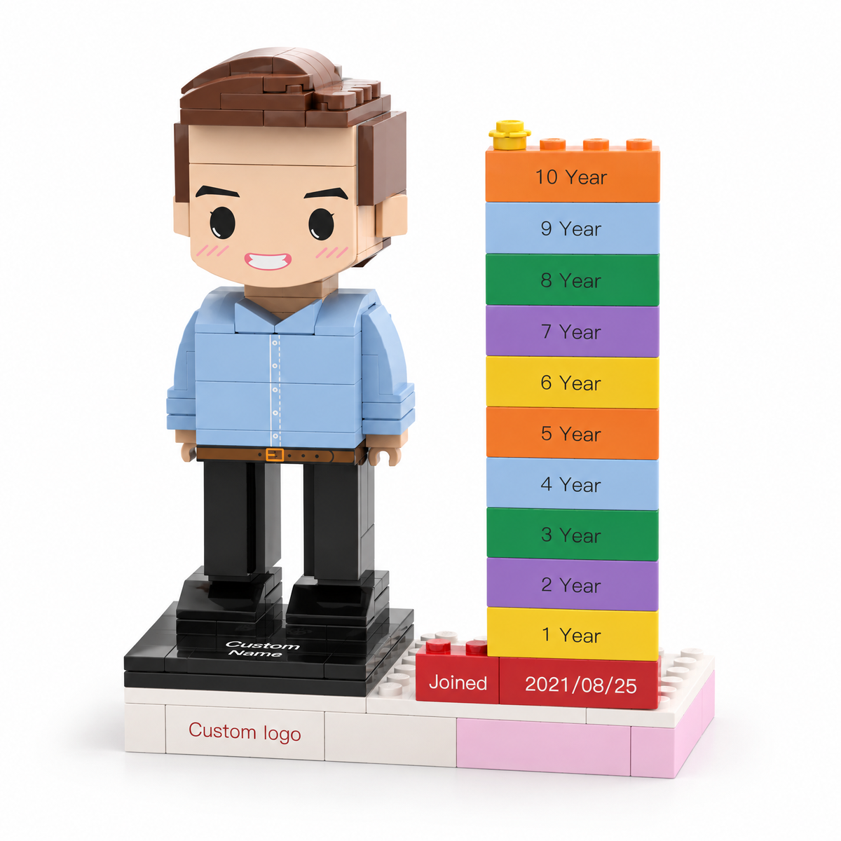 Personalized Employee Award Brick Figure with Custom Name, Logo & Date | Corporate Recognition Gift