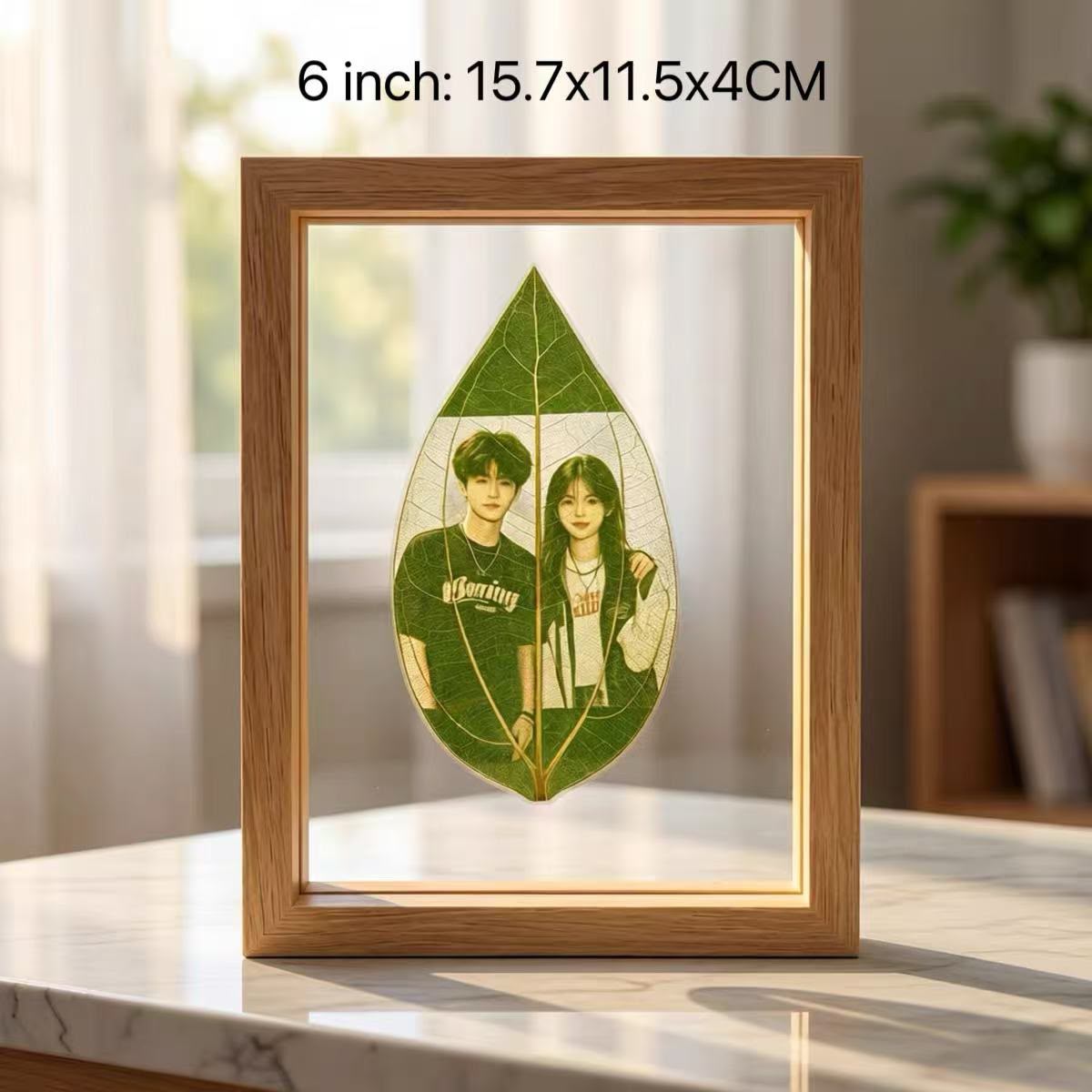 Personalized Photo on a Real Leaf – LED Light-Up Frame | Custom Nature Gift