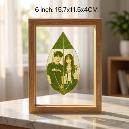 Personalized Photo on a Real Leaf – LED Light-Up Frame | Custom Nature Gift