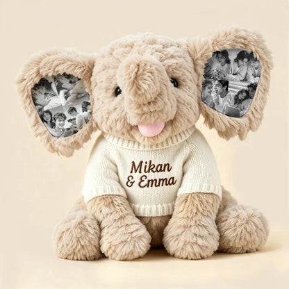 Custom Photo Elephant Plush – Personalized Ear Picture Gift