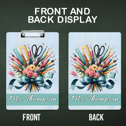 Custom Text Name Folder with Stationery Bouquet Design – Teacher's Day & Back to School Gift