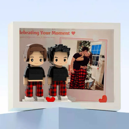 Full Body Custom 2 people Cute Brick Figure with Photo