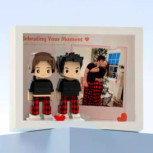 Full Body Custom 2 people Cute Brick Figure with Photo