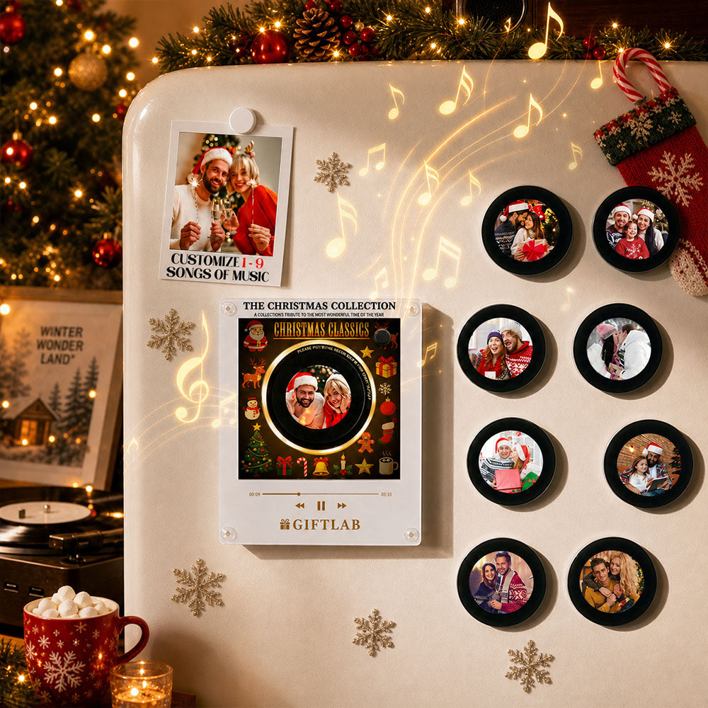 Personalized Mini Vinyl Record Player – Custom Music Gift with 9 Discs