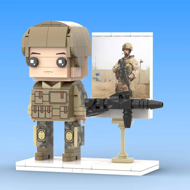 Gepersonaliseerde 1-persoons stenen figuren met foto als thema voor soldaten, verjaardagscadeau, Valentijnscadeau, Vaderdagcadeau