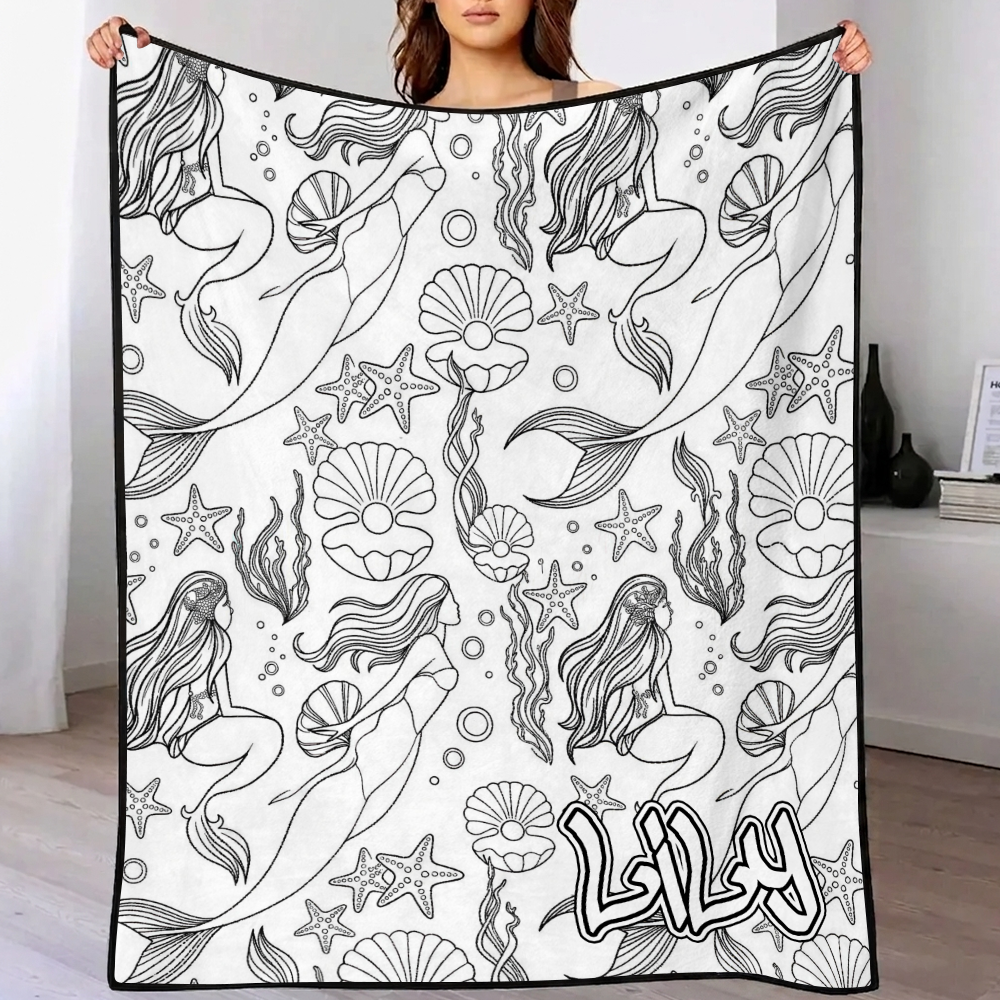 DIY Drawing & Custom Text Blanket with 24-Color Markers | Create Your Art Blanket Washable Keepsake Blanket for Kids & Adults