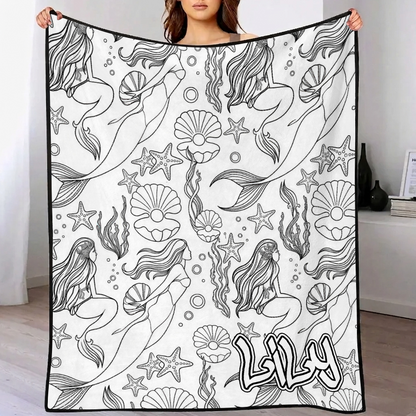 DIY Drawing & Custom Text Blanket with 24-Color Markers | Create Your Art Blanket Washable Keepsake Blanket for Kids & Adults