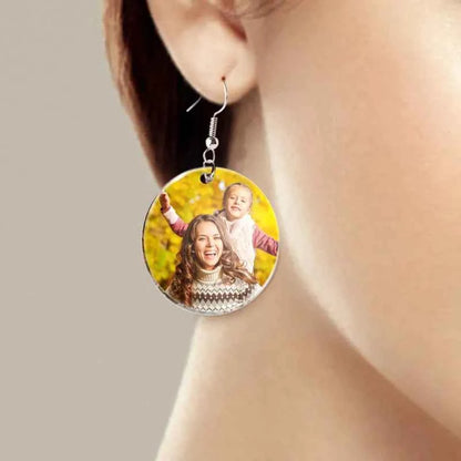 Custom Photo Acrylic Dangle Earrings Personalized Circle Earrings Birthday Gift Women's Day Gift Mother's Day Gift