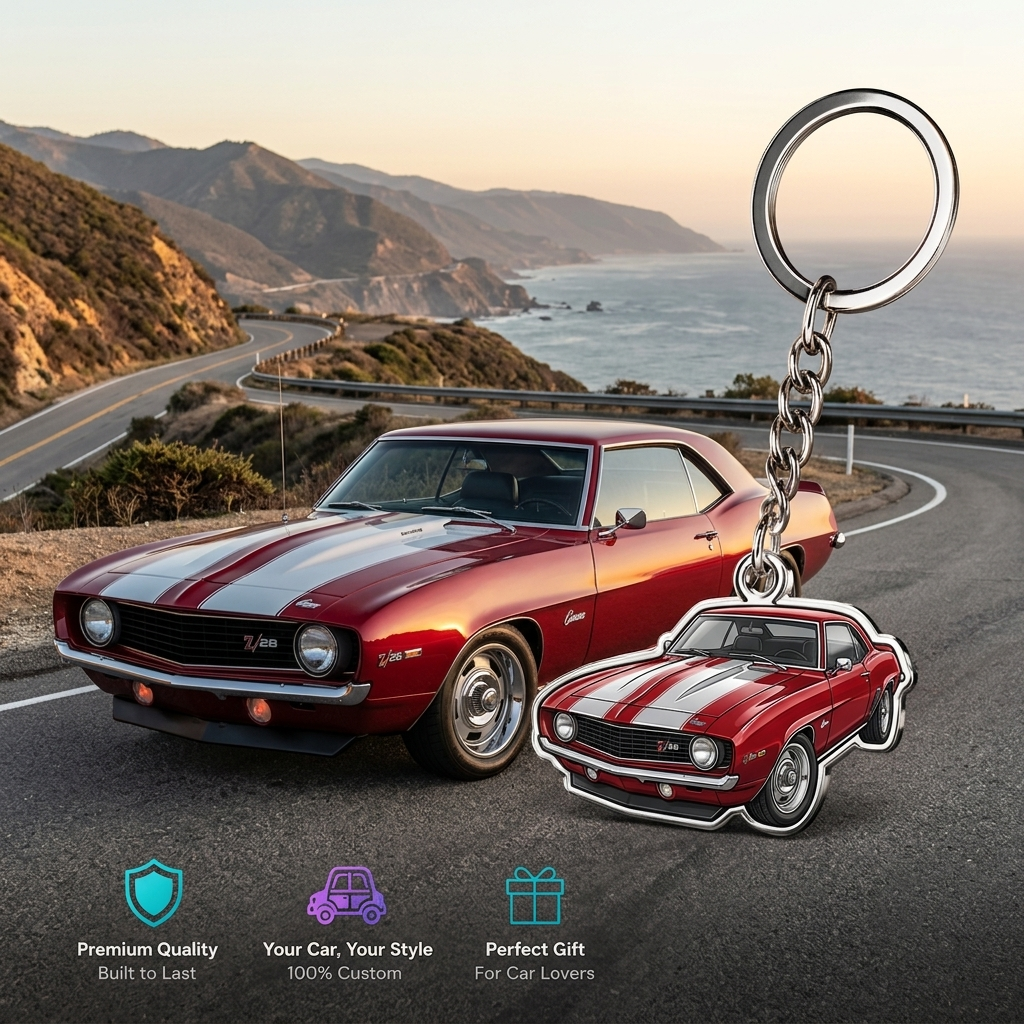 Personalized Car Photo Keychain – Custom Acrylic Vehicle Shape Gift