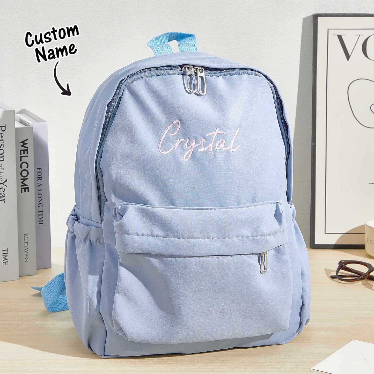 Personalized Embroidery Name Backpack — Custom Canvas School Bag for Kids