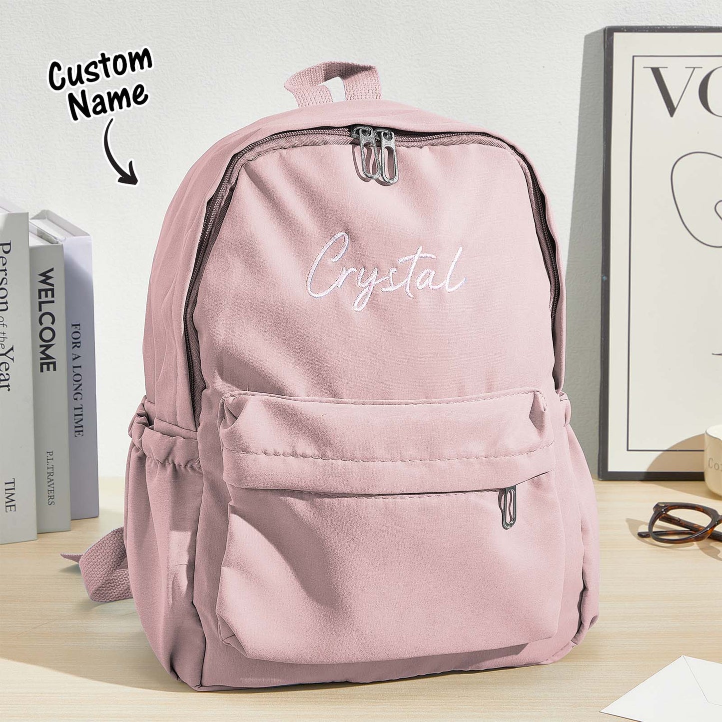 Personalized Embroidery Name Backpack — Custom Canvas School Bag for Kids