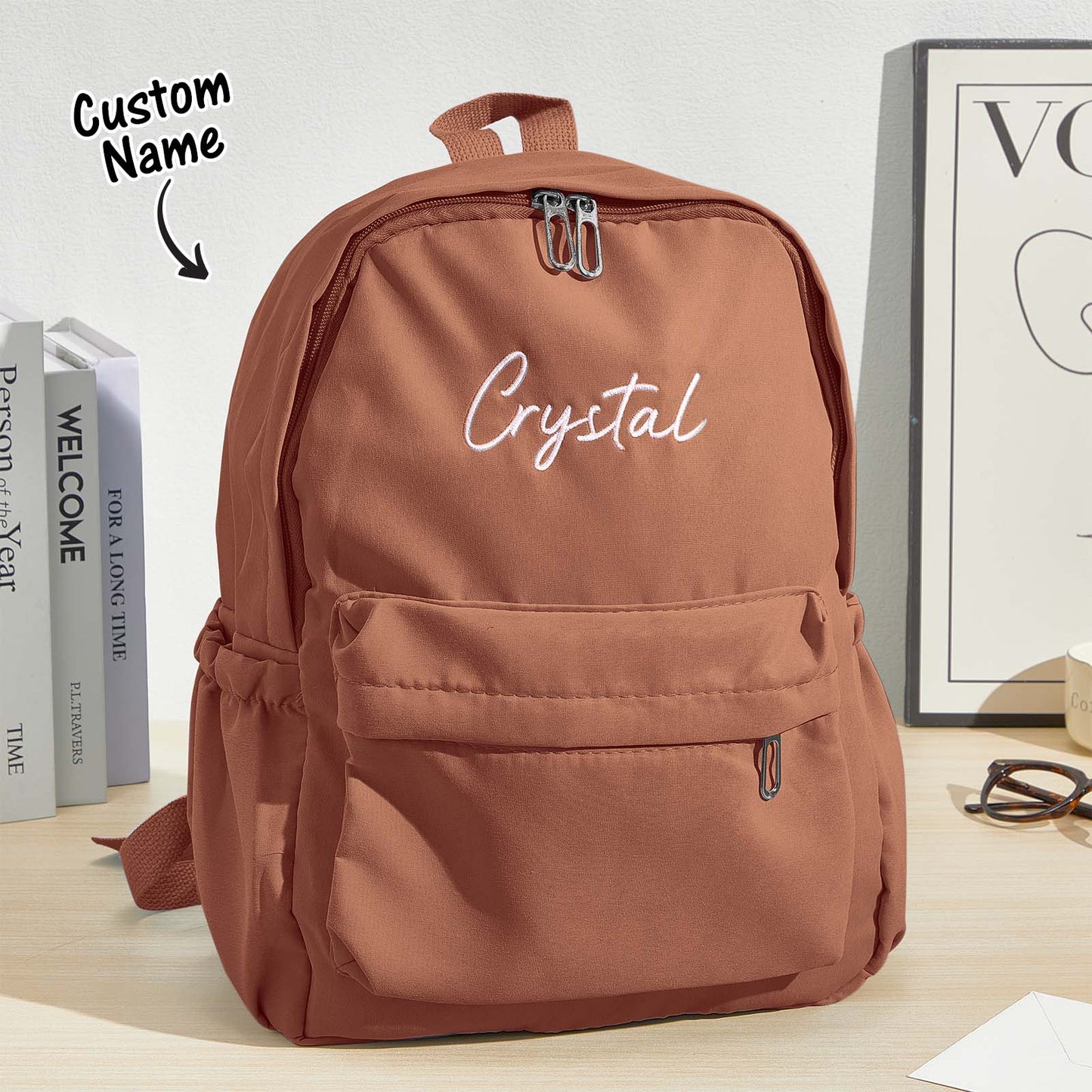 Personalized Embroidery Name Backpack — Custom Canvas School Bag for Kids
