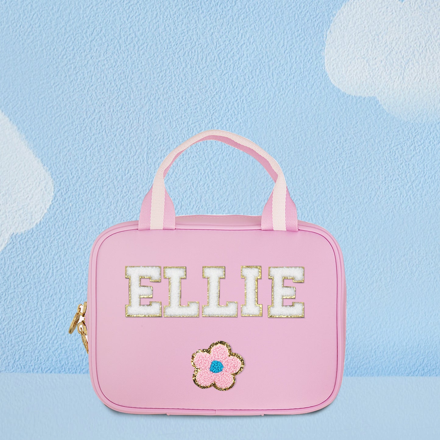 Personalized MadeMine kids' backpack with custom name design, featuring colorful patterns and adjustable straps for school use.