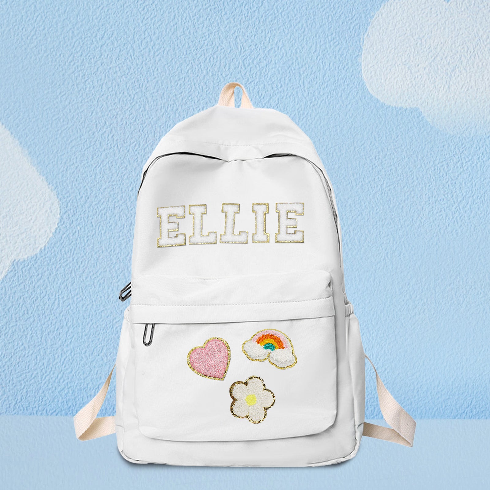 Personalized MadeMine kids' backpack with custom name, featuring colorful design, ideal for school and back-to-school gift.