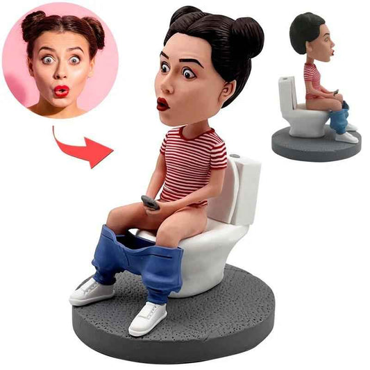 The Woman On The Toilet Custom Bobblehead With Engraved Text