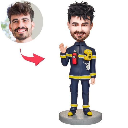 Aangepaste bobbleheads voor brandweerlieden met gegraveerde tekst
