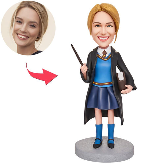 Graduation Girl Holding Book Custom Bobbleheads With Engraved Text
