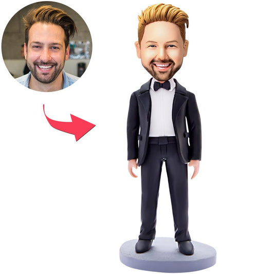 Figura de hombre de negocios cabezón personalizada con texto grabado