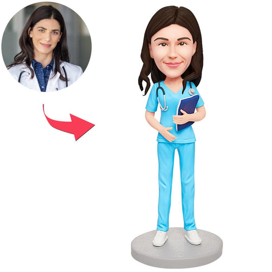 Vrouwelijke gynaecoloog en verloskundige, gepersonaliseerde bobblehead-gravure met tekst