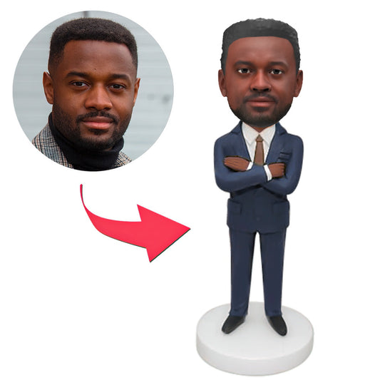Traje de negocios con vejiga de retención Bobblehead personalizado grabado con texto